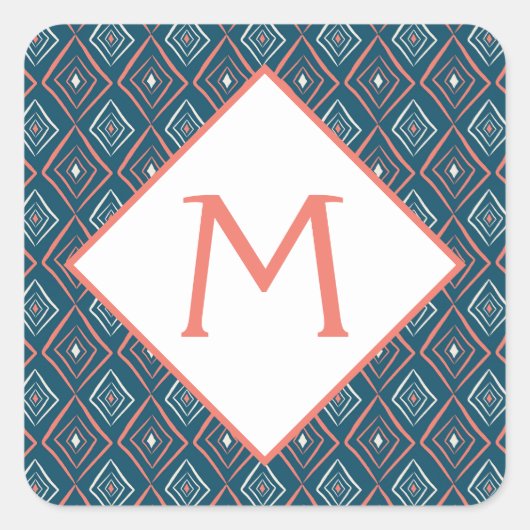 Sticker Carré Monogramme géométrique (Devant)