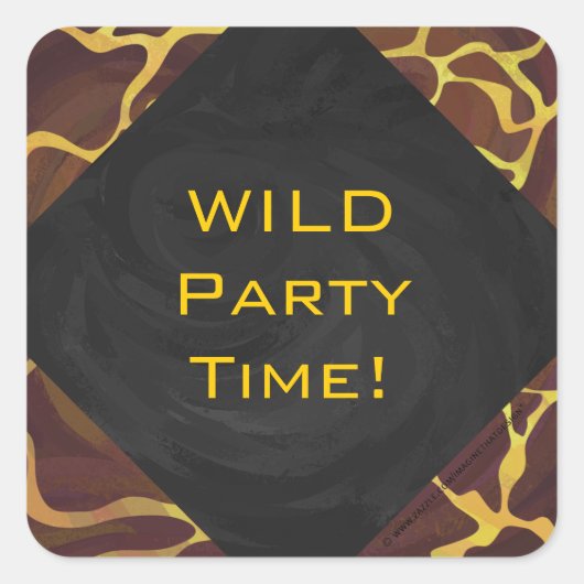 Sticker Carré Monogramme Giraffe Brown, Impression Jaune (Devant)