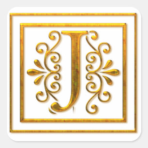 Sticker Carré Monogramme Golden J Elegers