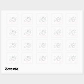 Sticker Carré Monogramme Gris Blanc Clou Calligraphie Script (Feuille)