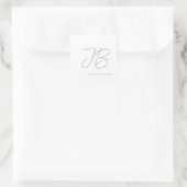 Sticker Carré Monogramme Gris Blanc Clou Calligraphie Script (Sac)