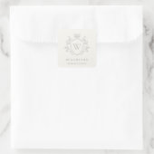 Sticker Carré Monogramme gris élégant classique Cimier de couron (Sac)