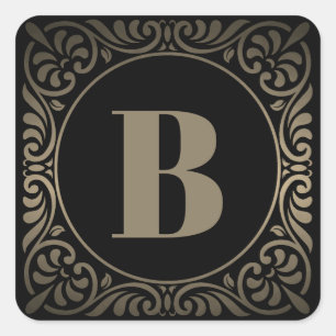 Sticker Carré Monogramme Gris Noir