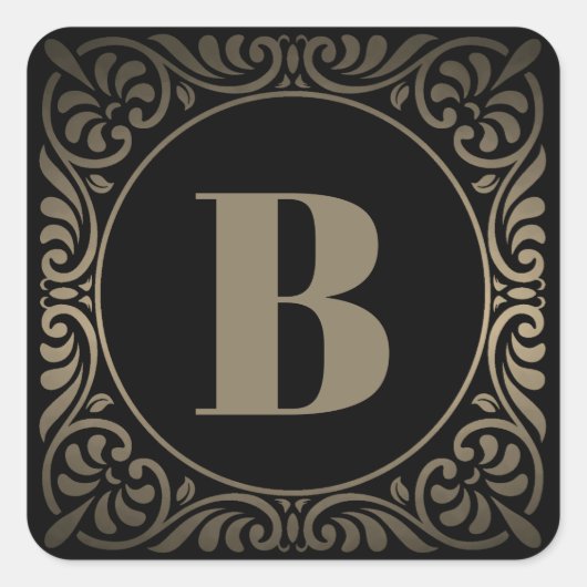 Sticker Carré Monogramme Gris Noir (Devant)
