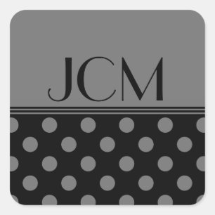 Sticker Carré Monogramme gris/noir à pois