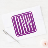 Sticker Carré Monogramme Initial 3 Moderne Gras | Blanc & Violet (Enveloppe)