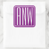 Sticker Carré Monogramme Initial 3 Moderne Gras | Blanc & Violet (Sac)