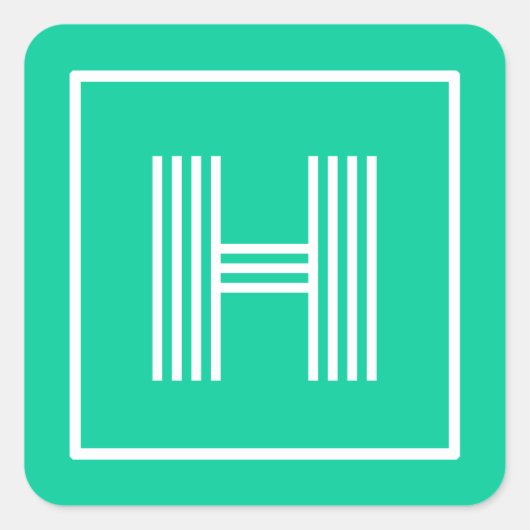 Sticker Carré Monogramme initial caraïbe vert (Devant)