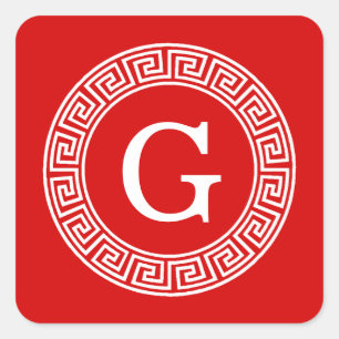 Sticker Carré Monogramme initial du cadre de ligne clé grecque b