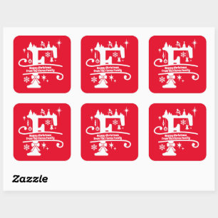 Sticker Carré Monogramme initial lettre F Nom de famille Accueil