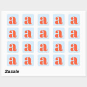 Sticker Carré Monogramme Initial Retro Gras Bleu Orange Simple (Feuille)