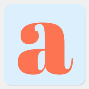 Sticker Carré Monogramme Initial Retro Gras Bleu Orange Simple