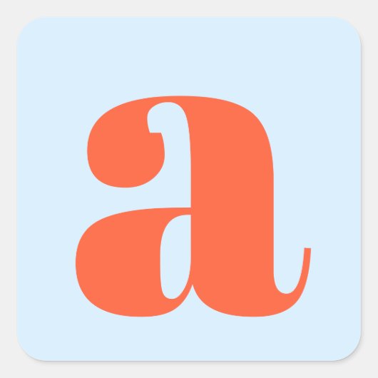 Sticker Carré Monogramme Initial Retro Gras Bleu Orange Simple (Devant)