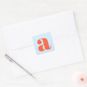 Sticker Carré Monogramme Initial Retro Gras Bleu Orange Simple (Enveloppe)
