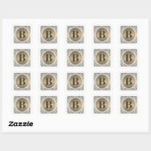 Sticker Carré Monogramme initiale décorative blanche (Feuille)