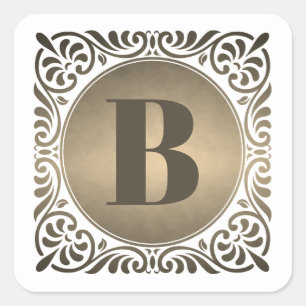 Sticker Carré Monogramme initiale décorative blanche