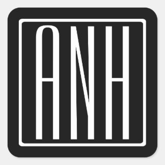 Sticker Carré Monogramme Initiales 3 Modernes Gras | Blanc Sur N