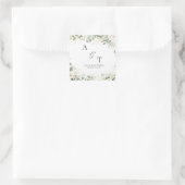 Sticker Carré Monogramme initiales eucalyptus botaniques verdure (Sac)