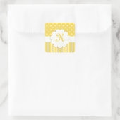 Sticker Carré Monogramme jaune avec Pois et rayures (Sac)