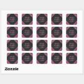 Sticker Carré Monogramme Leopard noir et rose chaud (Feuille)