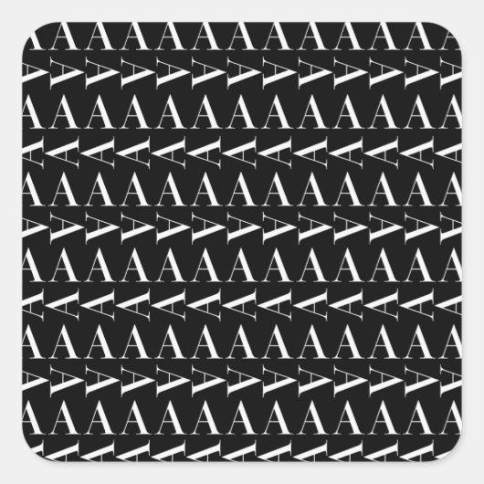 Sticker Carré Monogramme Lettre initiale A, Choisir la couleur A (Devant)