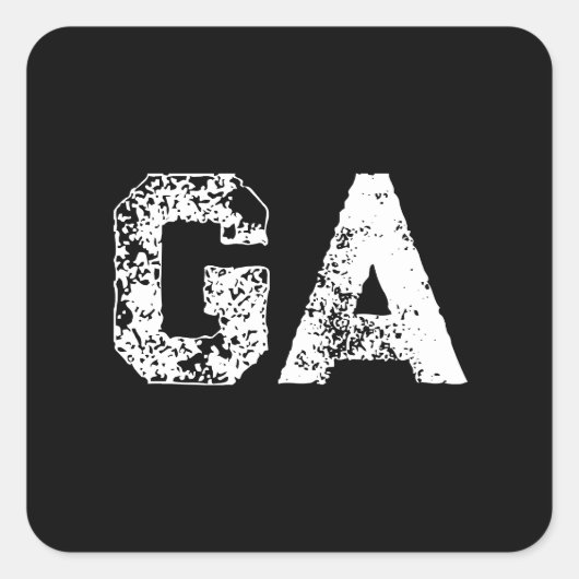 Sticker Carré Monogramme Lettres Initiales Noir Blanc Simple (Devant)