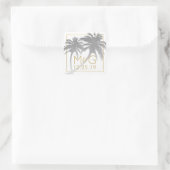 Sticker Carré Monogramme Mariage Argent Faux Foil Palm Tree (Sac)