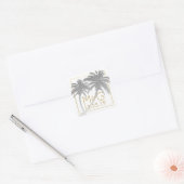 Sticker Carré Monogramme Mariage Argent Faux Foil Palm Tree (Enveloppe)