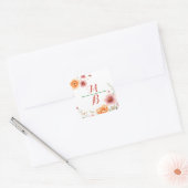 Sticker Carré Monogramme | Mariage automne (Enveloppe)