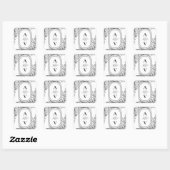 Sticker Carré Monogramme Mariage blanc et noir (Feuille)