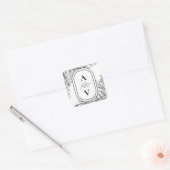 Sticker Carré Monogramme Mariage blanc et noir (Enveloppe)