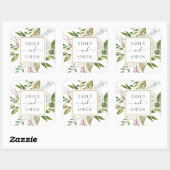 Sticker Carré Monogramme Mariage de fleurs dorées Floral (Feuille)
