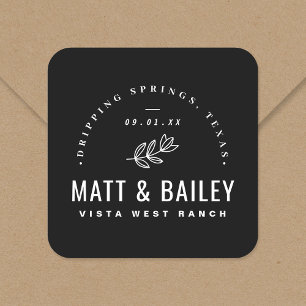 Sticker Carré Monogramme Mariage de fleurs modernes