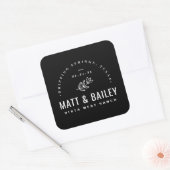 Sticker Carré Monogramme Mariage de fleurs modernes (Enveloppe)