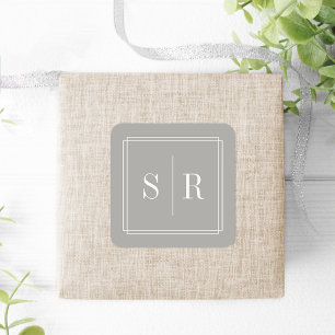 Sticker Carré Monogramme Mariage gris