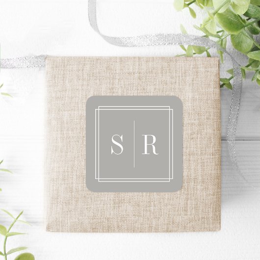 Sticker Carré Monogramme Mariage gris