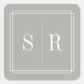 Sticker Carré Monogramme Mariage gris (Devant)