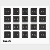 Sticker Carré Monogramme Mariage noir et écru (Feuille)