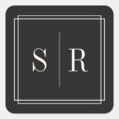 Sticker Carré Monogramme Mariage noir et écru (Devant)
