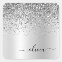 Monogramme Métal Paillettes Argent Nom Glam