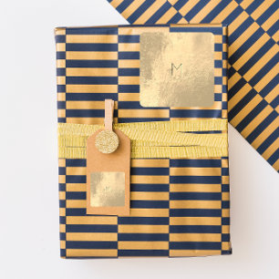 Sticker Carré Monogramme minimal en cuir de métal brillant