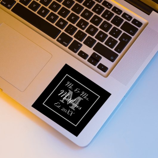 Sticker Carré Monogramme minimal | Noir et Blanc Faveur de maria