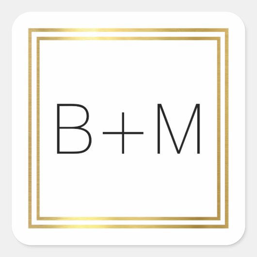 Sticker Carré monogramme minimal simple, propre et clair sur bla (Devant)
