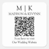 Sticker Carré Monogramme minimaliste moderne Mariage votre code  (Devant)