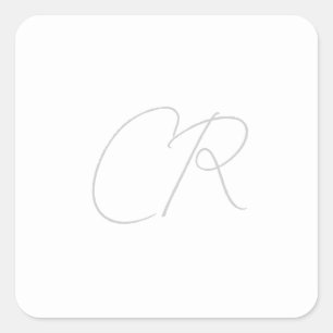 Sticker Carré Monogramme minimaliste moderne personnalisable mod