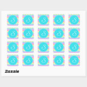 Sticker Carré monogramme moderne, cool, tendance chevron arc-en- (Feuille)