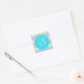 Sticker Carré monogramme moderne, cool, tendance chevron arc-en- (Enveloppe)