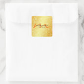 Sticker Carré Monogramme moderne couleur or professionnel (Sac)