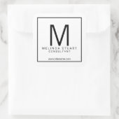 Sticker Carré Monogramme moderne noir et blanc (Sac)