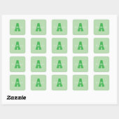 Sticker Carré Monogramme moderne | Pale & Kelly Green (Feuille)
